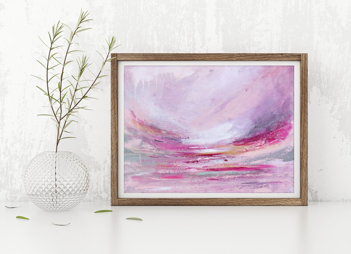 Pink Seascape Abstract Art Print by Katie Jobling