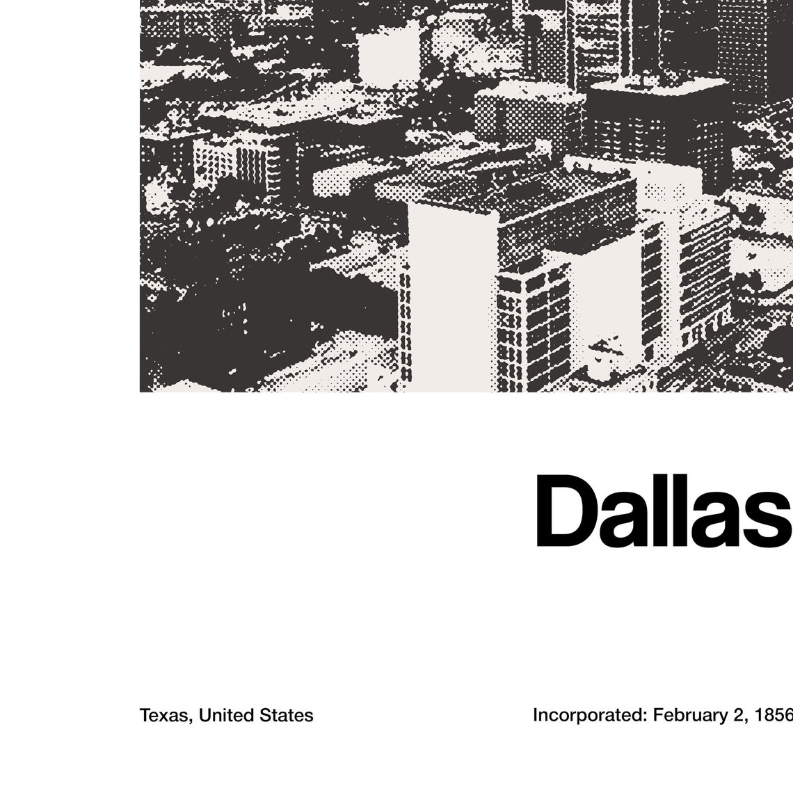 Dallas Skyline Minimalist Poster, Downtown Texas - Image 3