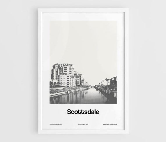 Downtown Scottsdale Waterfront, Minimalist City Print