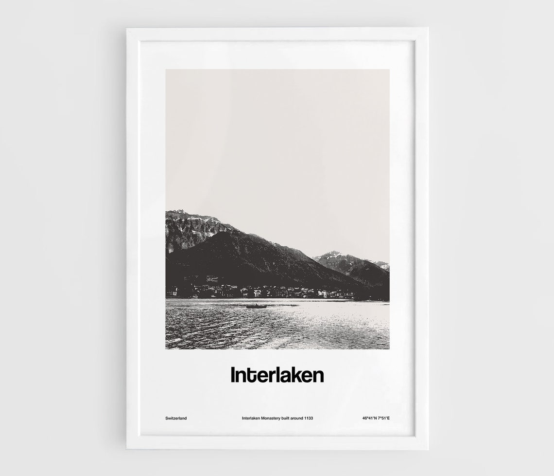 Interlaken Switzerland Minimalist Travel Poster