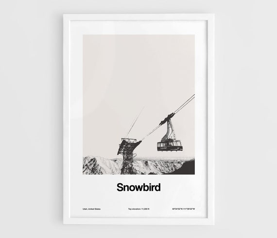 Snowbird Utah Minimalist Travel Poster, Little Cottonwood