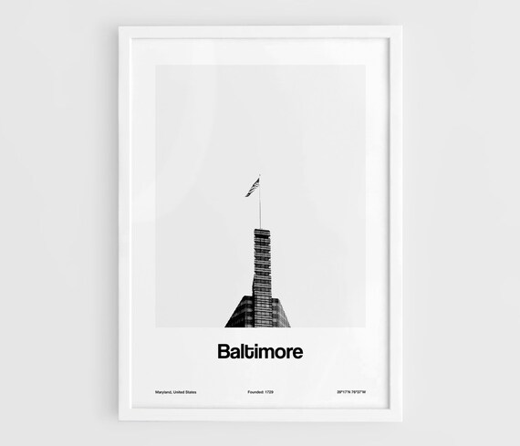 Baltimore Skyline Minimalist Art Print, City Poster