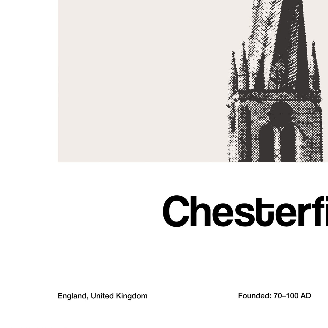 Chesterfield Crooked Spire, Minimalist Travel Poster - Image 3