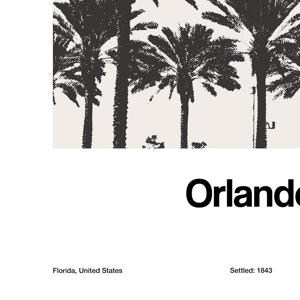 Orlando FL Downtown Florida Palms, Minimalist Travel Poster - Image 2