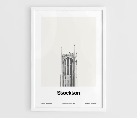 Stockton CA Burns Tower Minimalist City Art Print