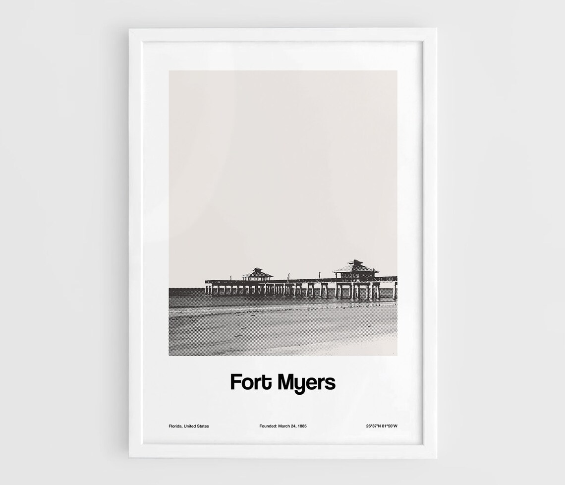 Fort Myers Pier, Florida Minimalist Art Print