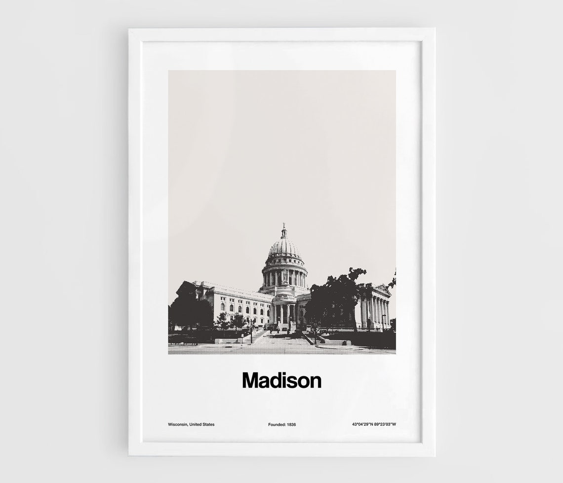Madison Wisconsin Skyline, Minimalist City Art Print