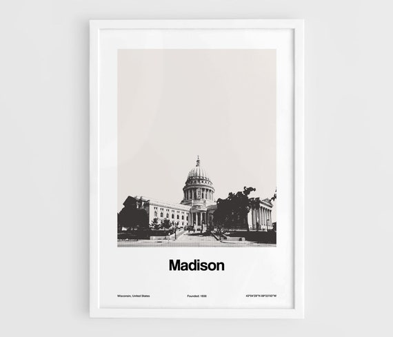 Madison Wisconsin Skyline, Minimalist City Art Print