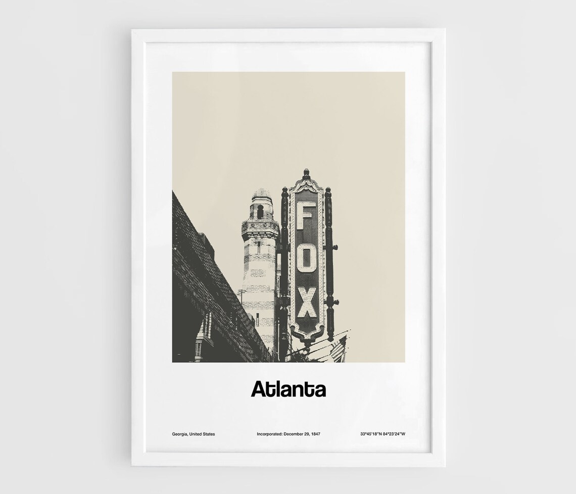 Atlanta Georgia Midtown Fox Theatre Skyline Travel Poster