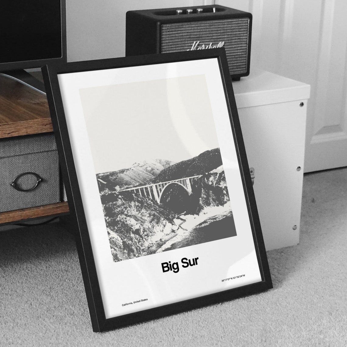 Big Sur California Black and White Minimalist Art Print - Image 3