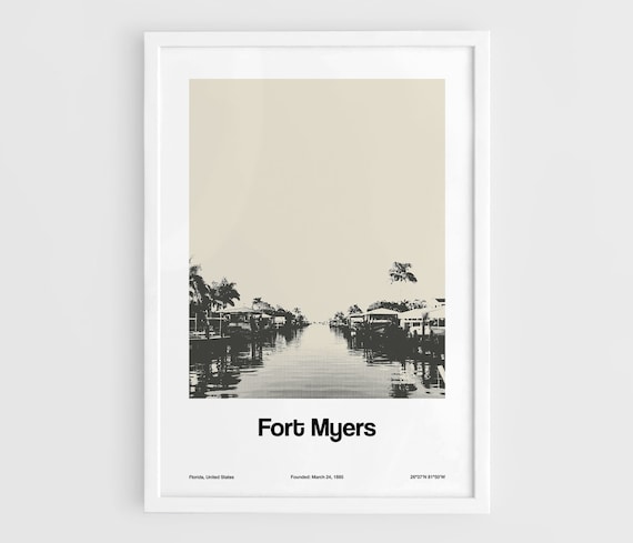 Fort Myers Downtown Skyline, Minimalist City Print