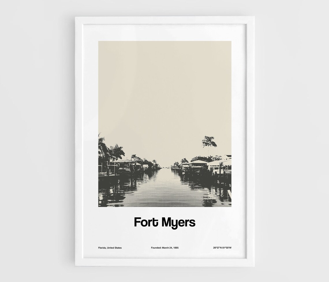 Fort Myers Downtown Skyline, Minimalist City Print