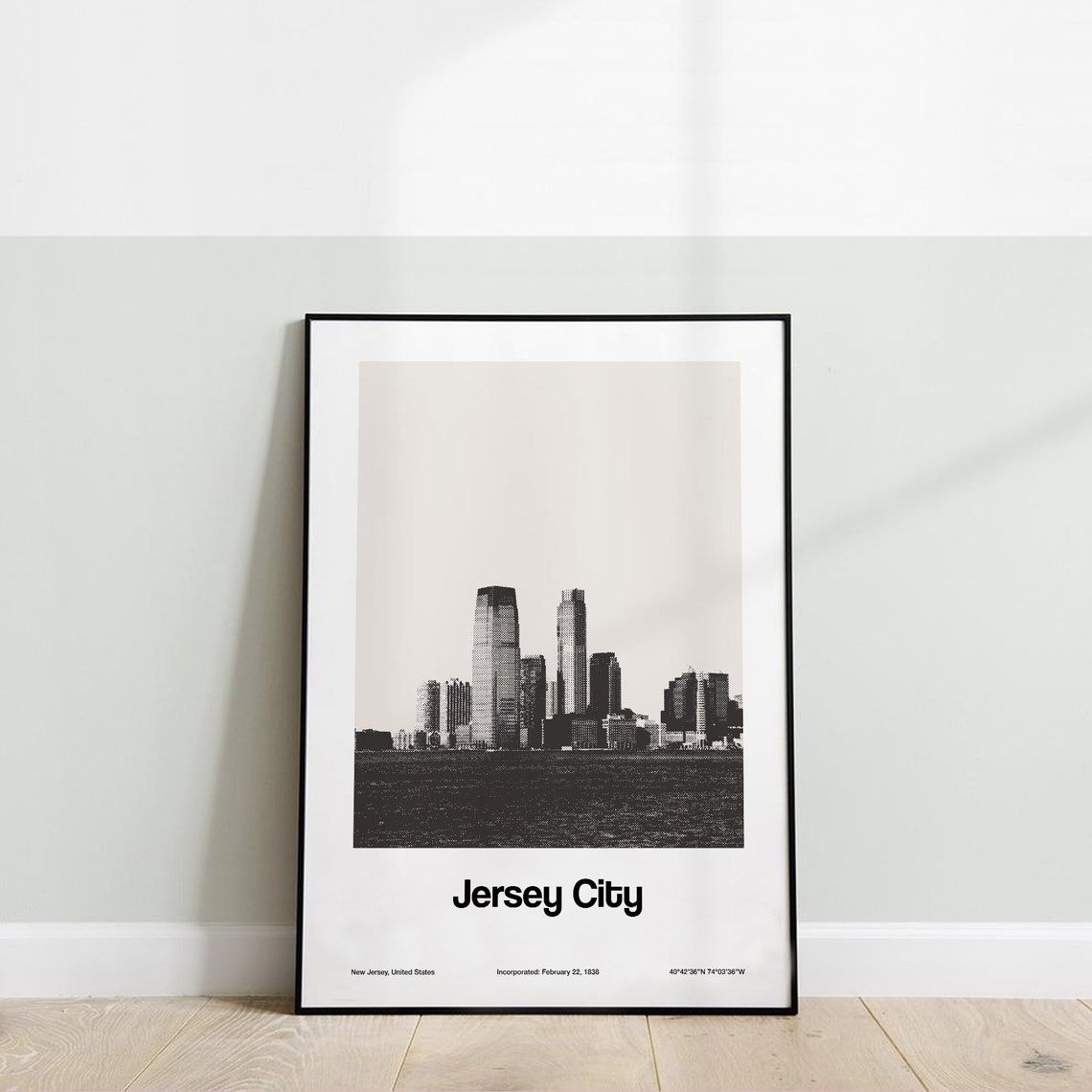 Jersey City NJ Poster, Minimalist City Print - Image 2