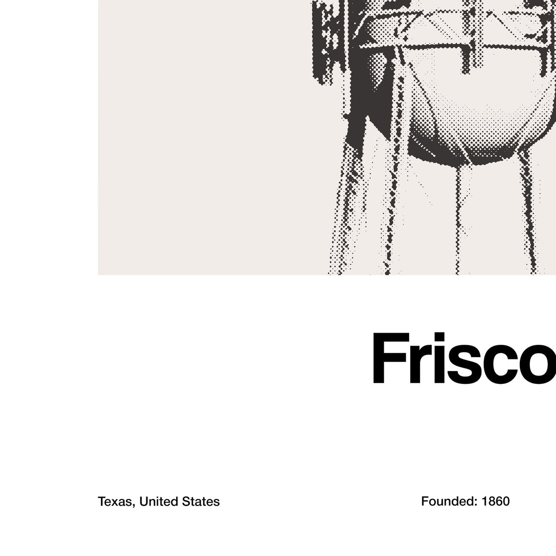 Frisco Texas Downtown Water Tower, Minimalist Art Print - Image 2