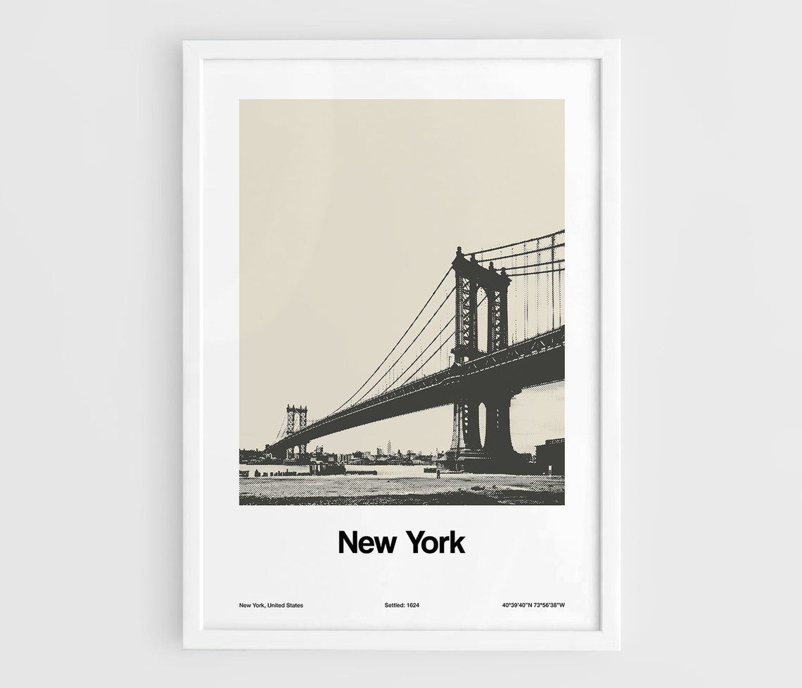 Manhattan Bridge Minimalist Art Print, New York City