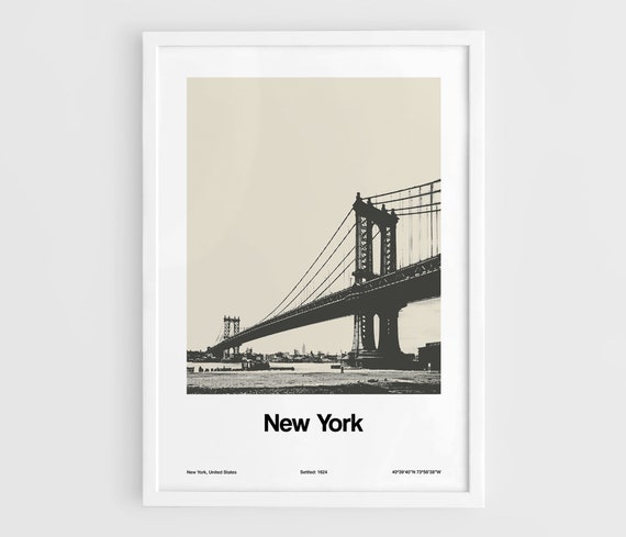 Manhattan Bridge Minimalist Art Print, New York City