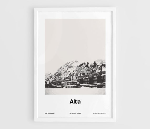 Alta Utah Travel Poster, Wasatch Mountains Print