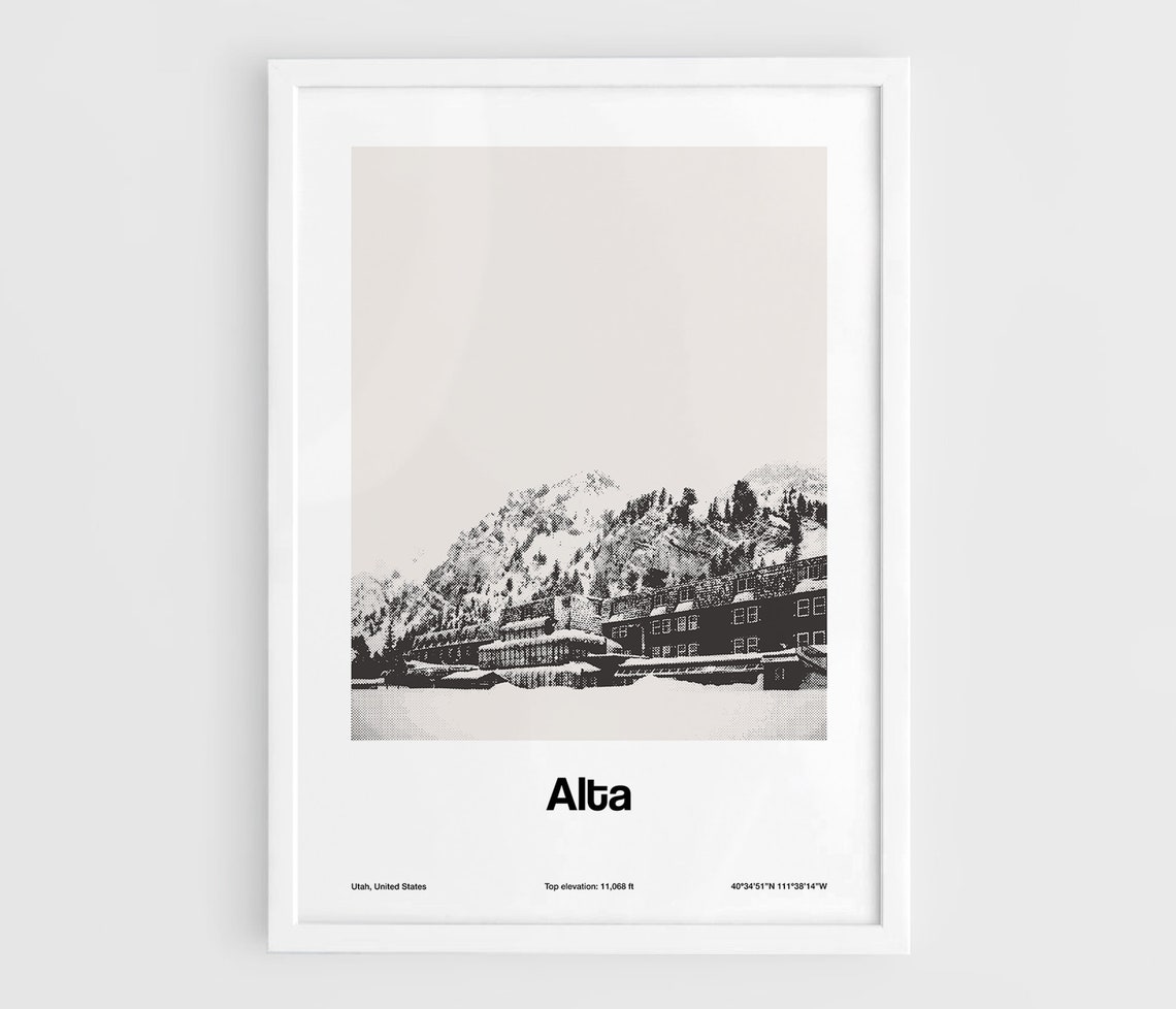 Alta Utah Travel Poster, Wasatch Mountains Print