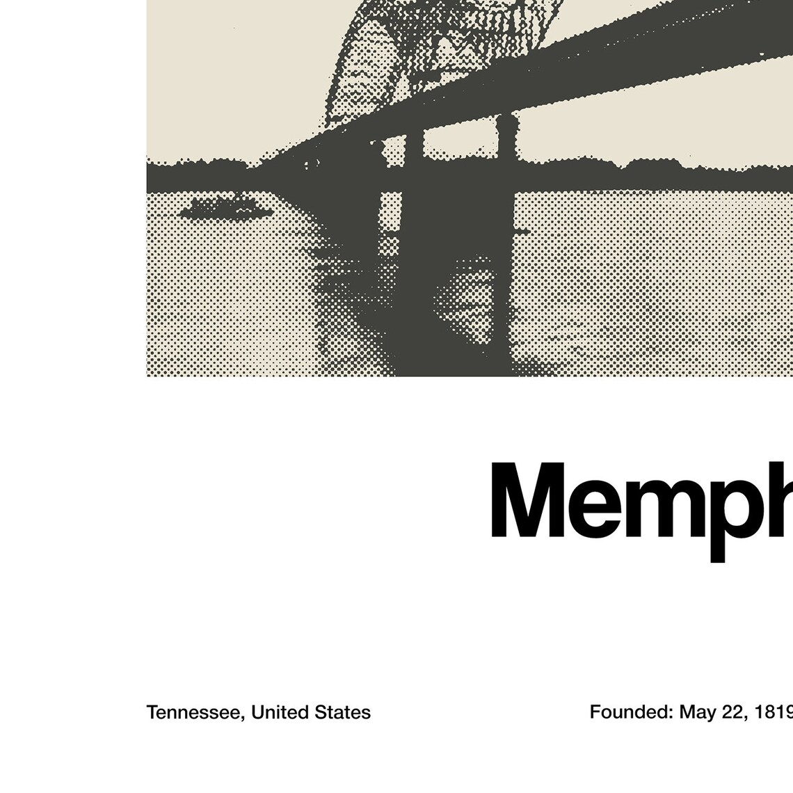 Memphis Hernando De Soto Bridge Minimalist Travel Poster - Image 3