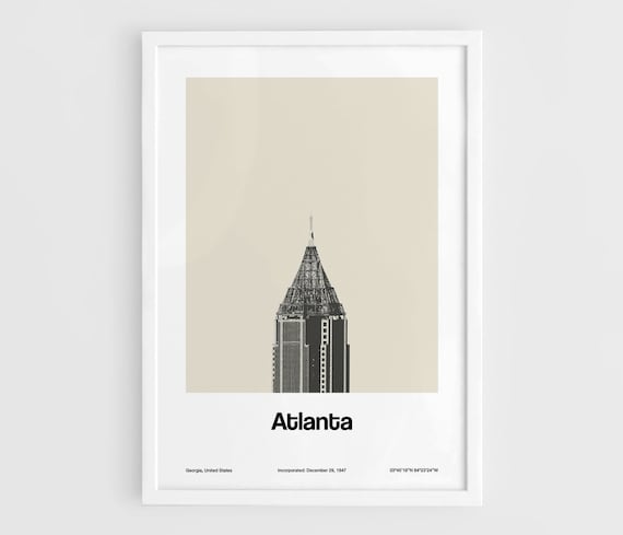 Atlanta Georgia Custom Minimalist Skyline Art Print