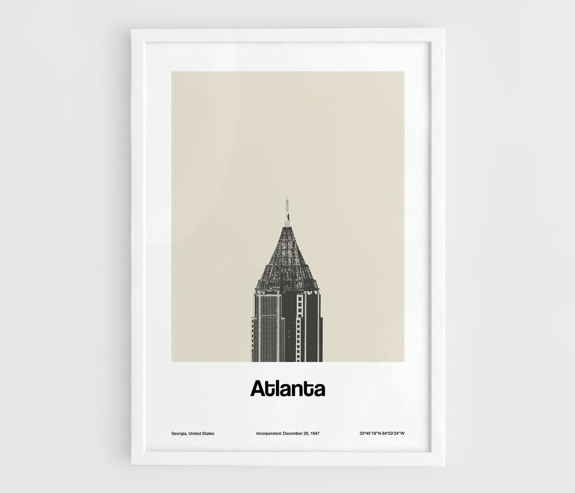 Atlanta Georgia Custom Minimalist Skyline Art Print