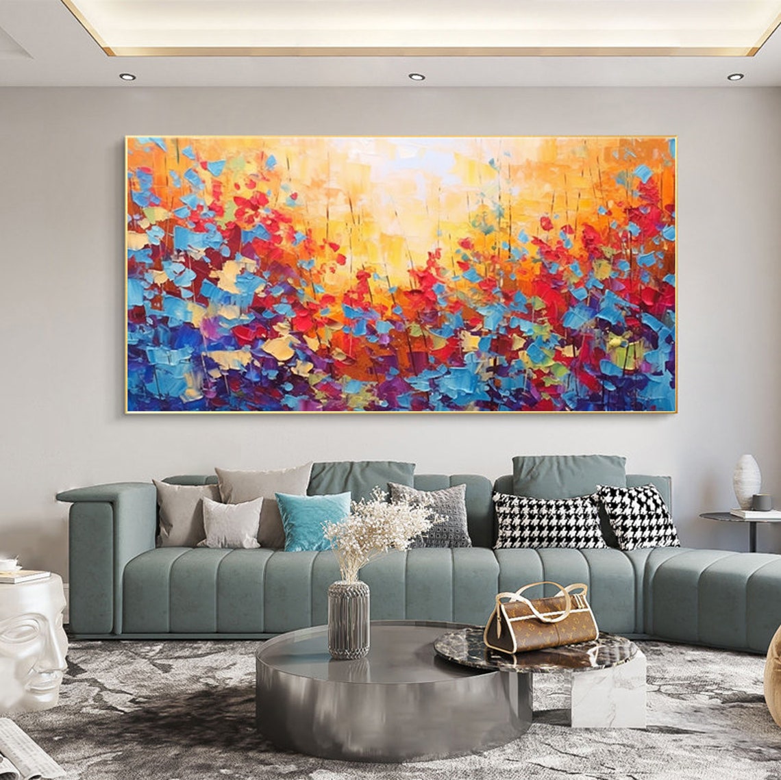 Red Blue Painting For Living Room Colorful Abstract Oil Painting Large Contemporary Wall Art Impasto Heavy Texture Art Spiritual Decor - Image 7