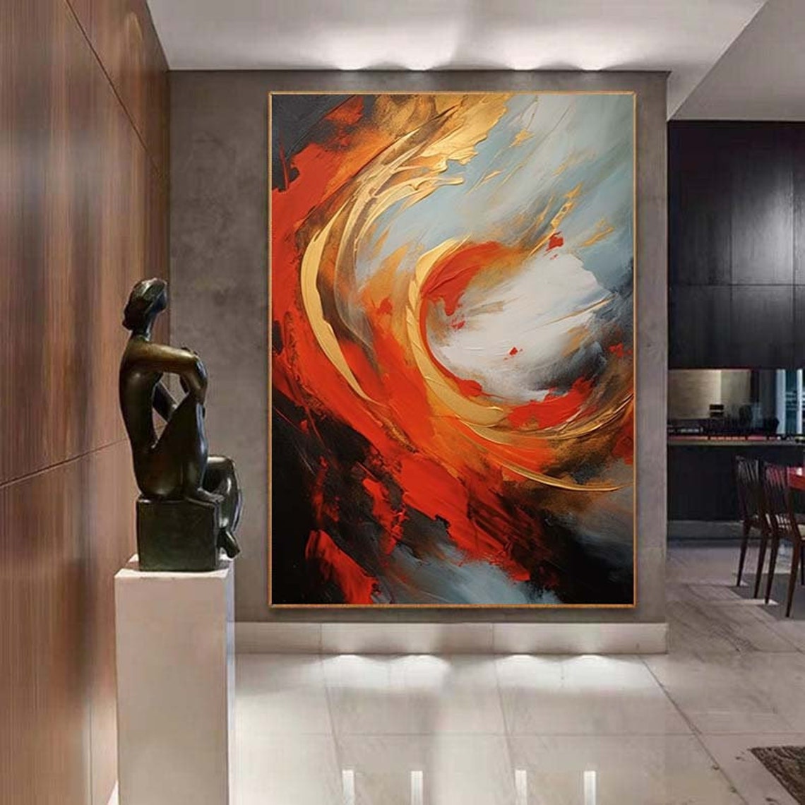 Fiery Red And Orange Swirling Vortex Abstract Painting Poster - Image 7