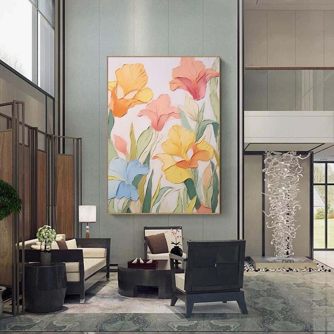 Pastel Iris Floral Impasto Painting Spring Bloom Wall Poster - Image 4