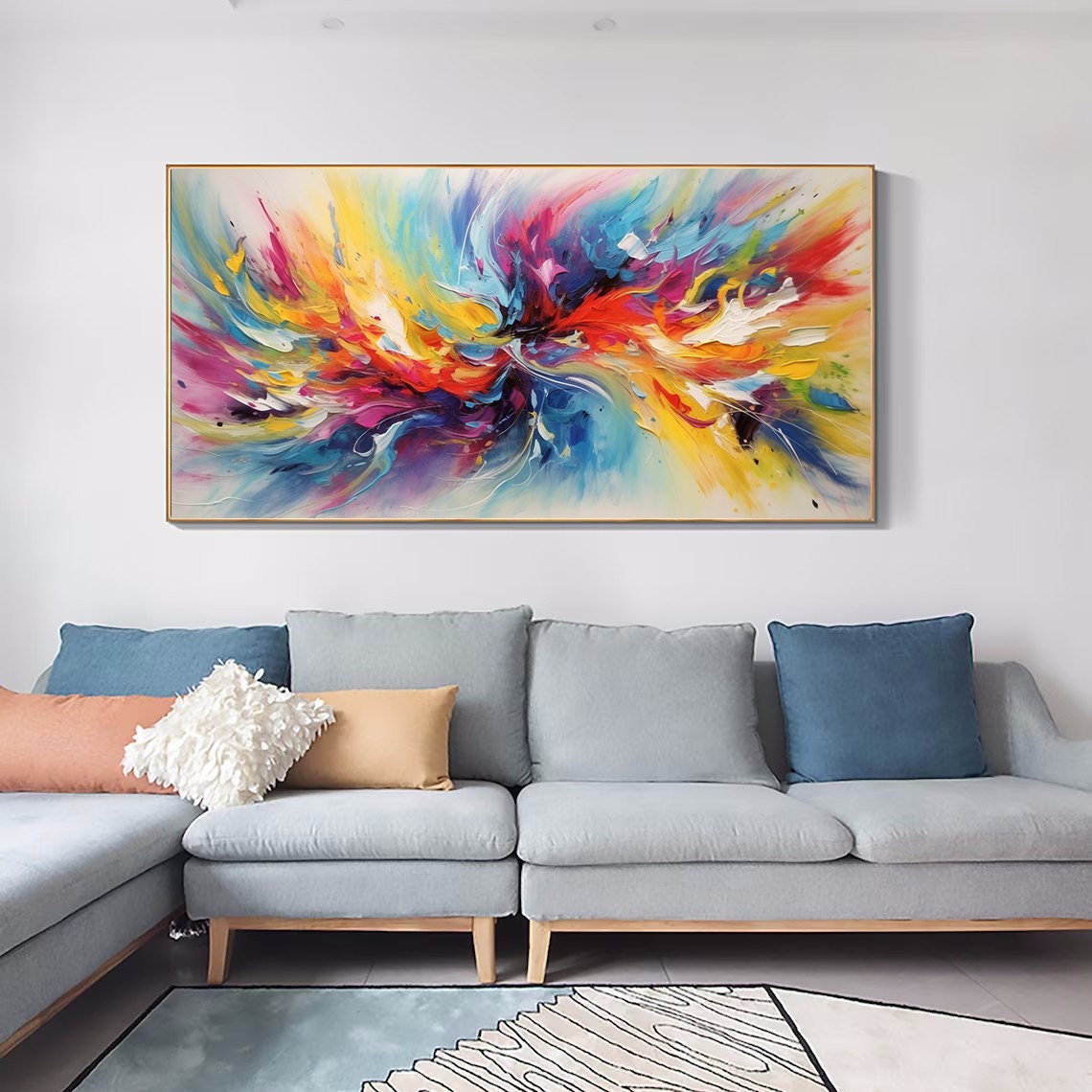 Rainbow Color Burst Explosion Abstract Textured Acrylic Wall Poster - Image 7