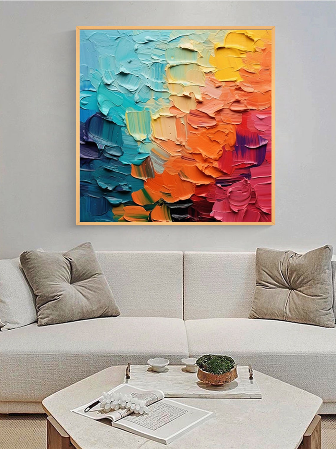 Colorful Palette Knife Mosaic Texture Modern Abstract Art Poster - Image 3