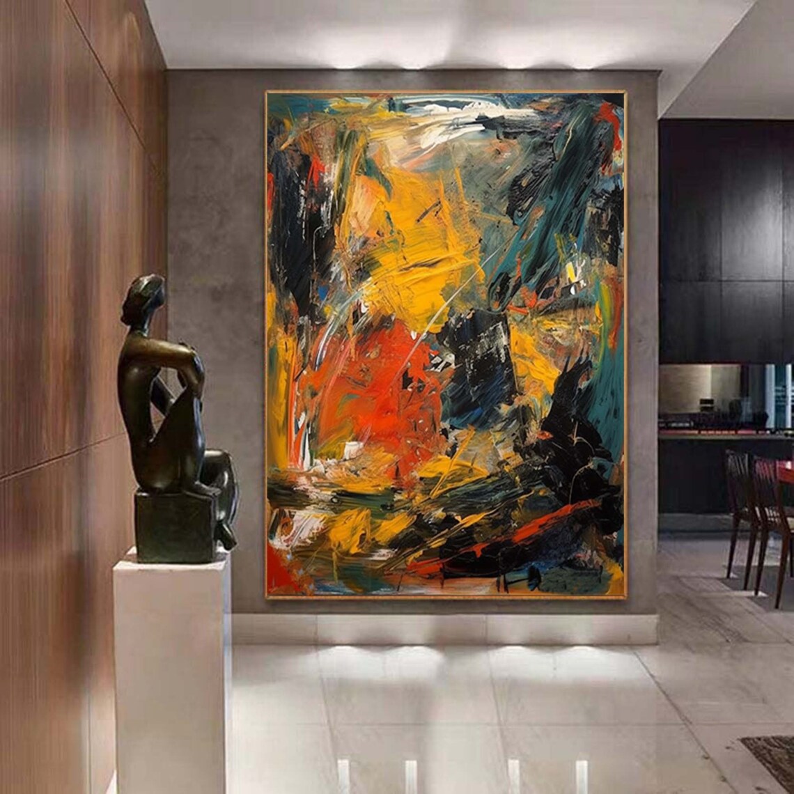 Abstract Yellow and Orange Wall Art Print, Contemporary - Image 6