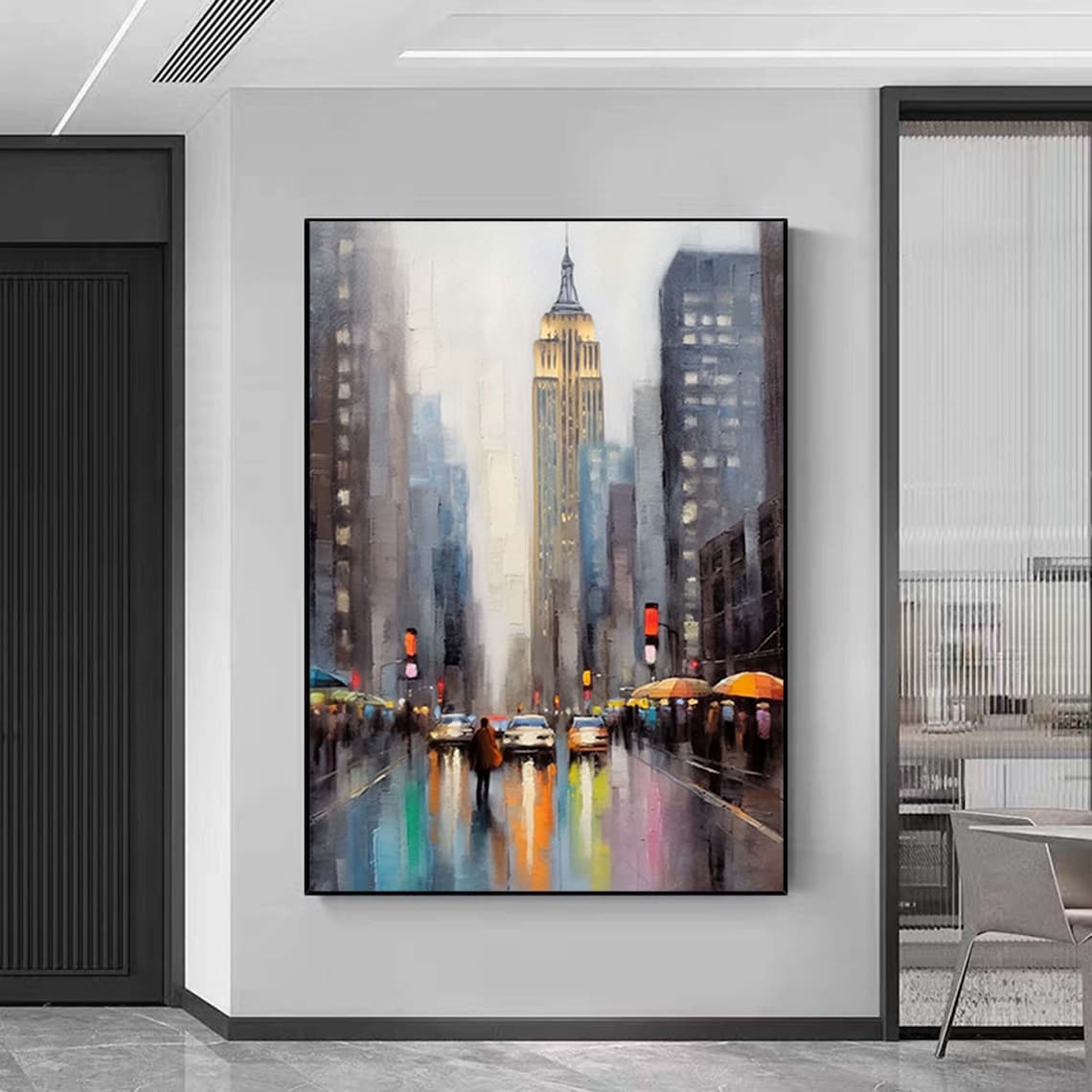 Abstract Cityscape Oil Painting Art Print, Urban View - Image 5