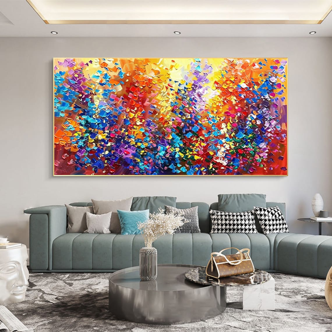Vibrant Rainbow Color Impasto Textured Abstract Oil Painting Poster - Image 7