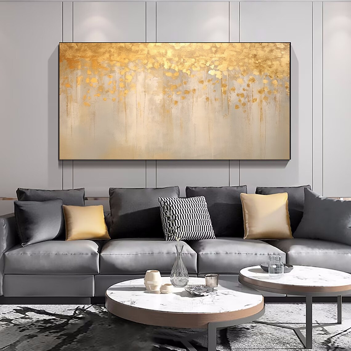Custom Abstract Gold Leaf Oil Painting Wall Art Print - Image 4