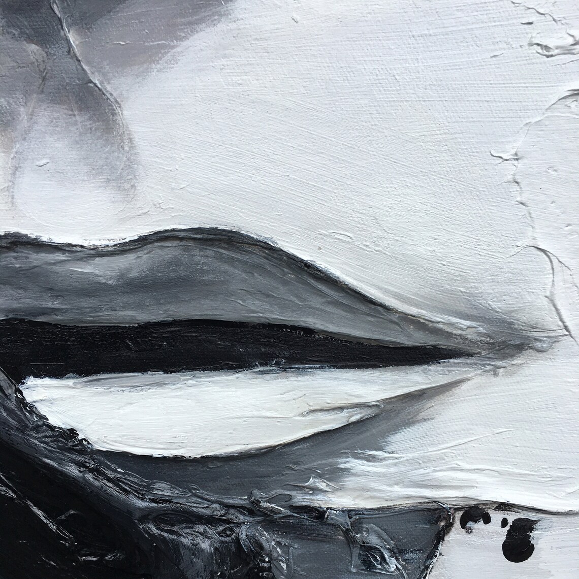 Abstract Black and White Face Oil Painting, Wall Art Print - Image 4