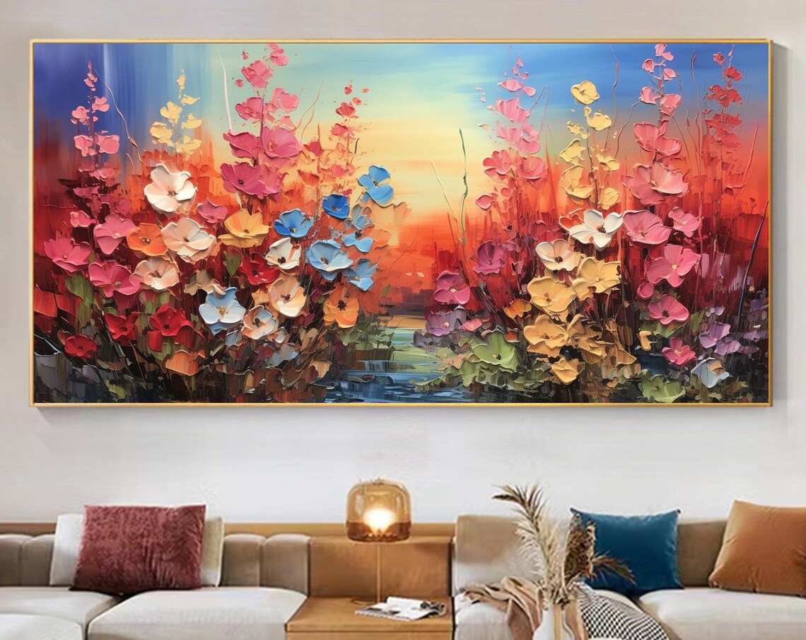 Abstract Flower Landscape, Custom Oil Painting Art Print