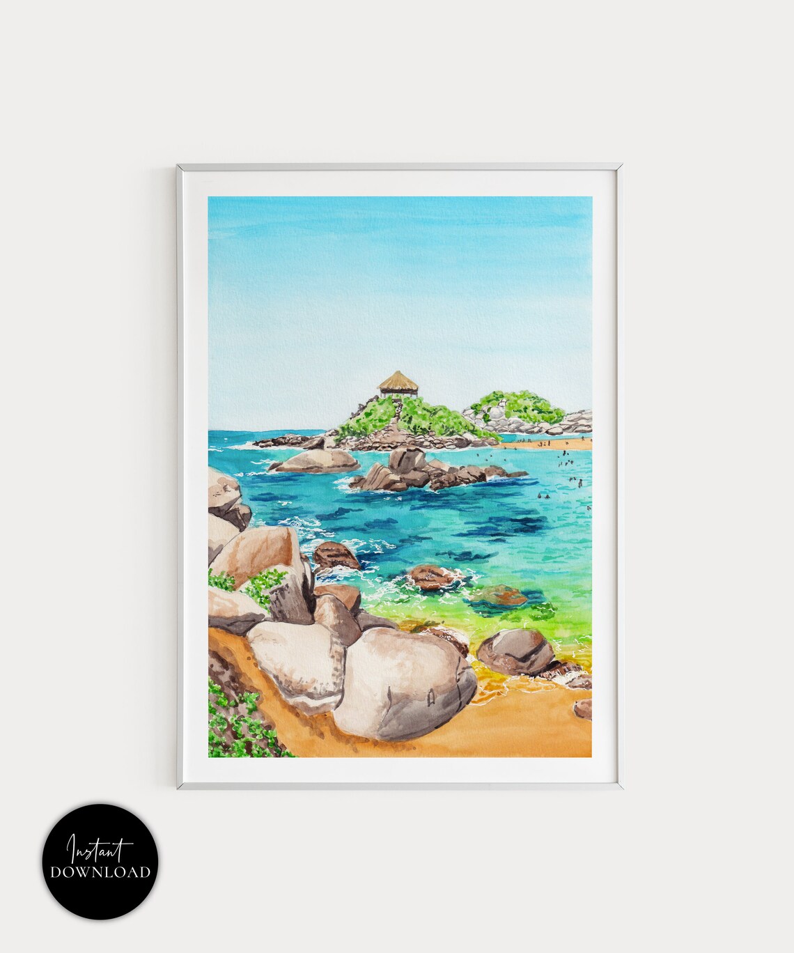 Cabo San Juan, Colombia Travel Poster, Tropical