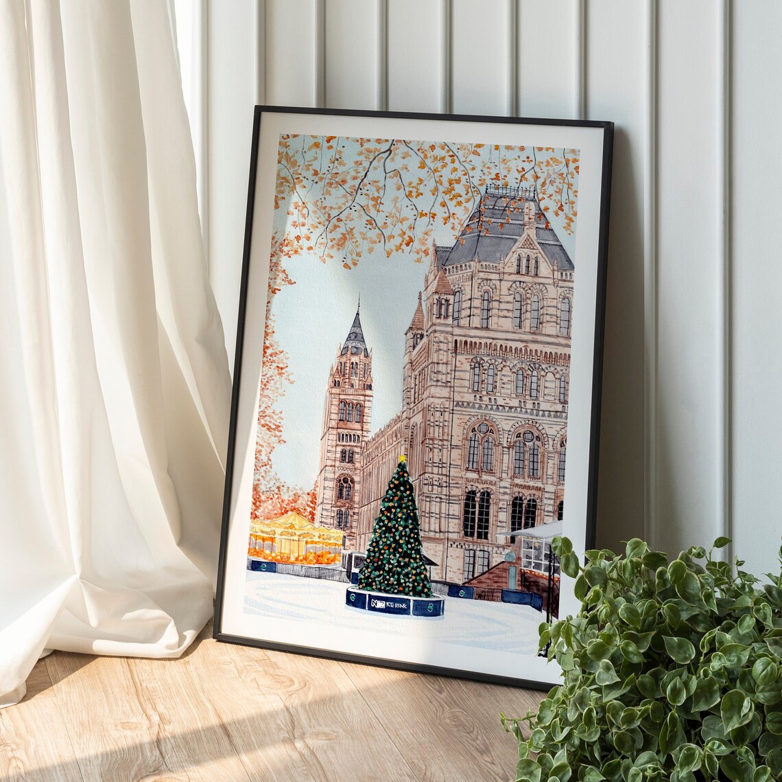 Natural History Museum London Christmas Travel Poster - Image 2