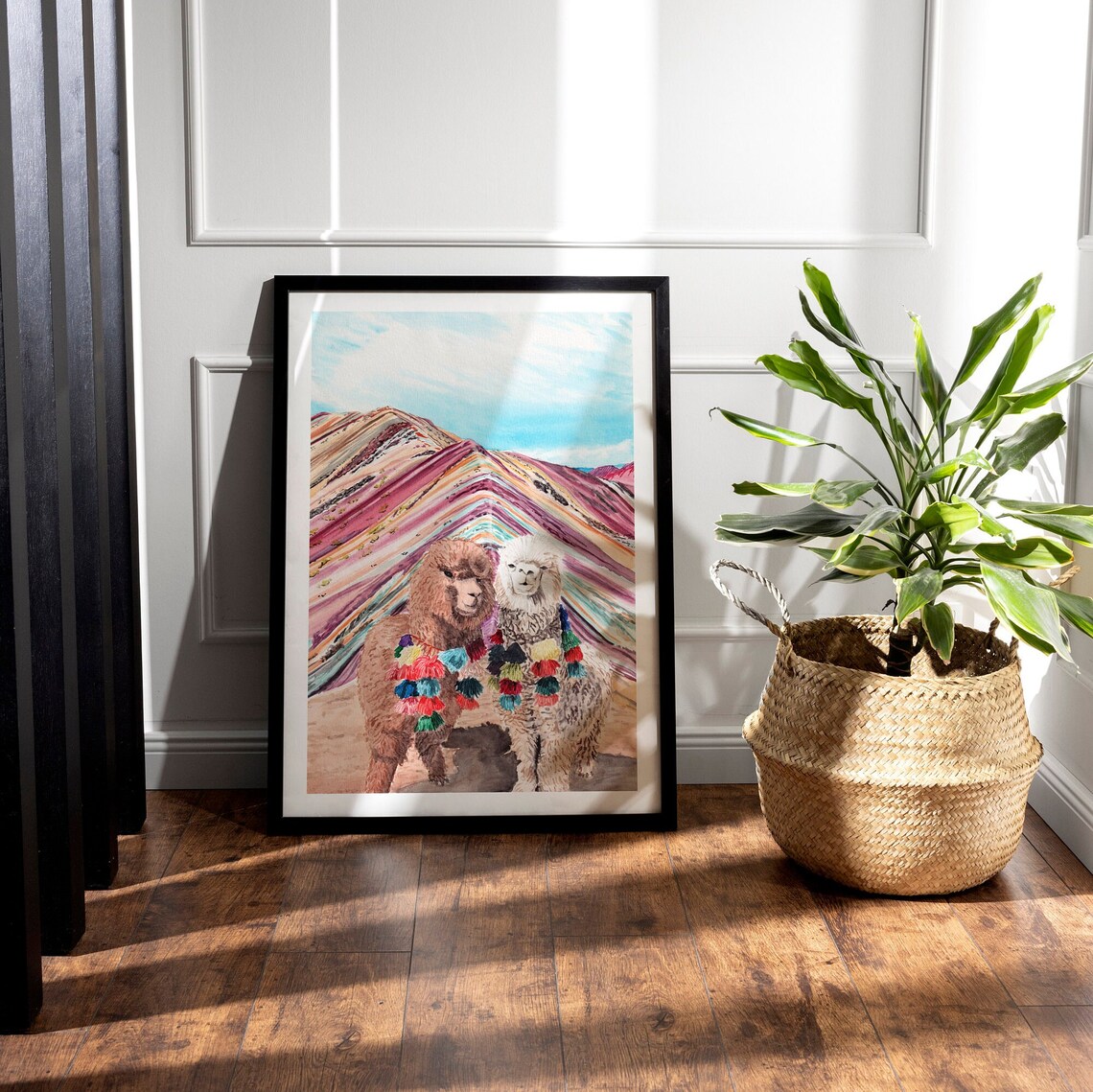 Vinicunca Rainbow Mountain Peru Llama Watercolor Print - Image 2