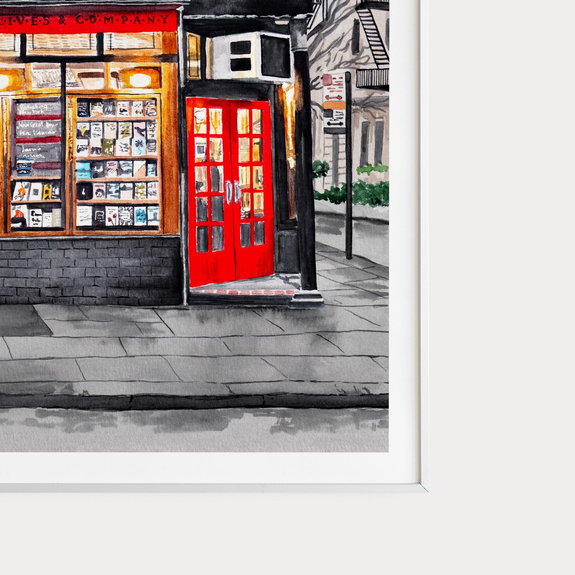 New York Bookshop Watercolor Art Print, Travel Gift - Image 3