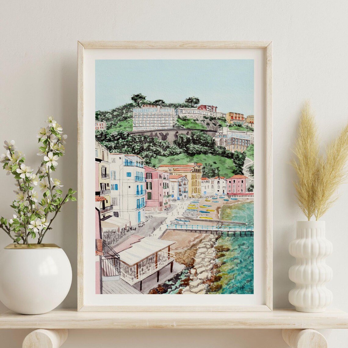Sorrento, Italy Watercolor Amalfi Coast Art Print - Image 3