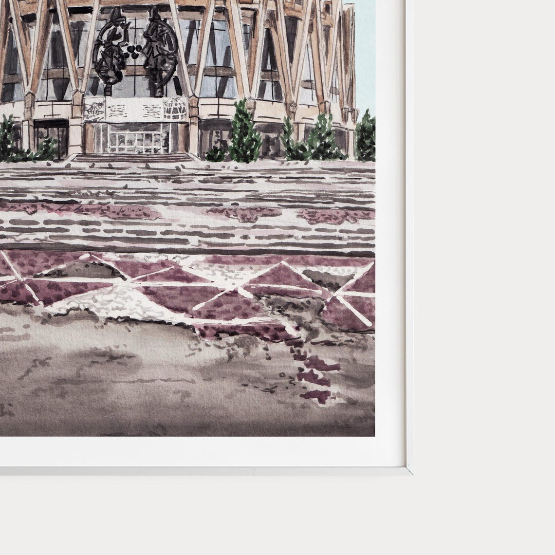 Chisinau Brutalist Round Building Watercolor Moldova Cityscape Poster - Image 2