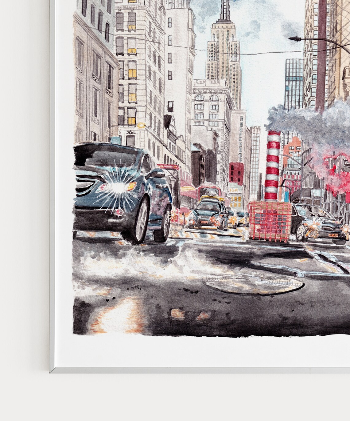 New York Fifth Avenue Empire State Building Rainy Street Poster - Image 3