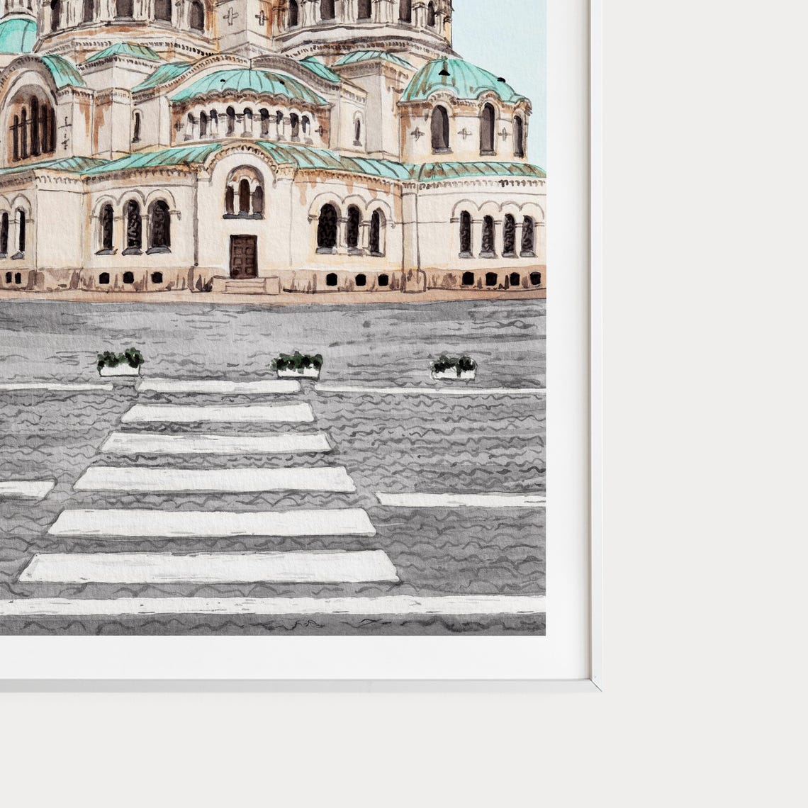 Sofia Bulgaria Alexander Nevsky Cathedral Domes Watercolor Poster - Image 2