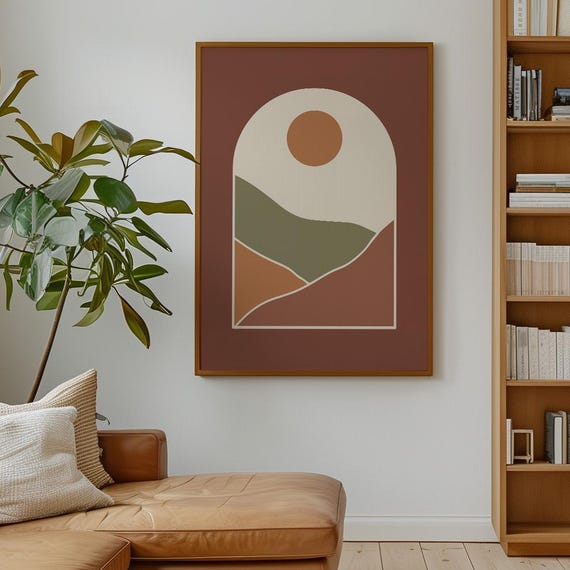Minimalist Desert Print Boho Terracotta Arch Mid Century Modern
