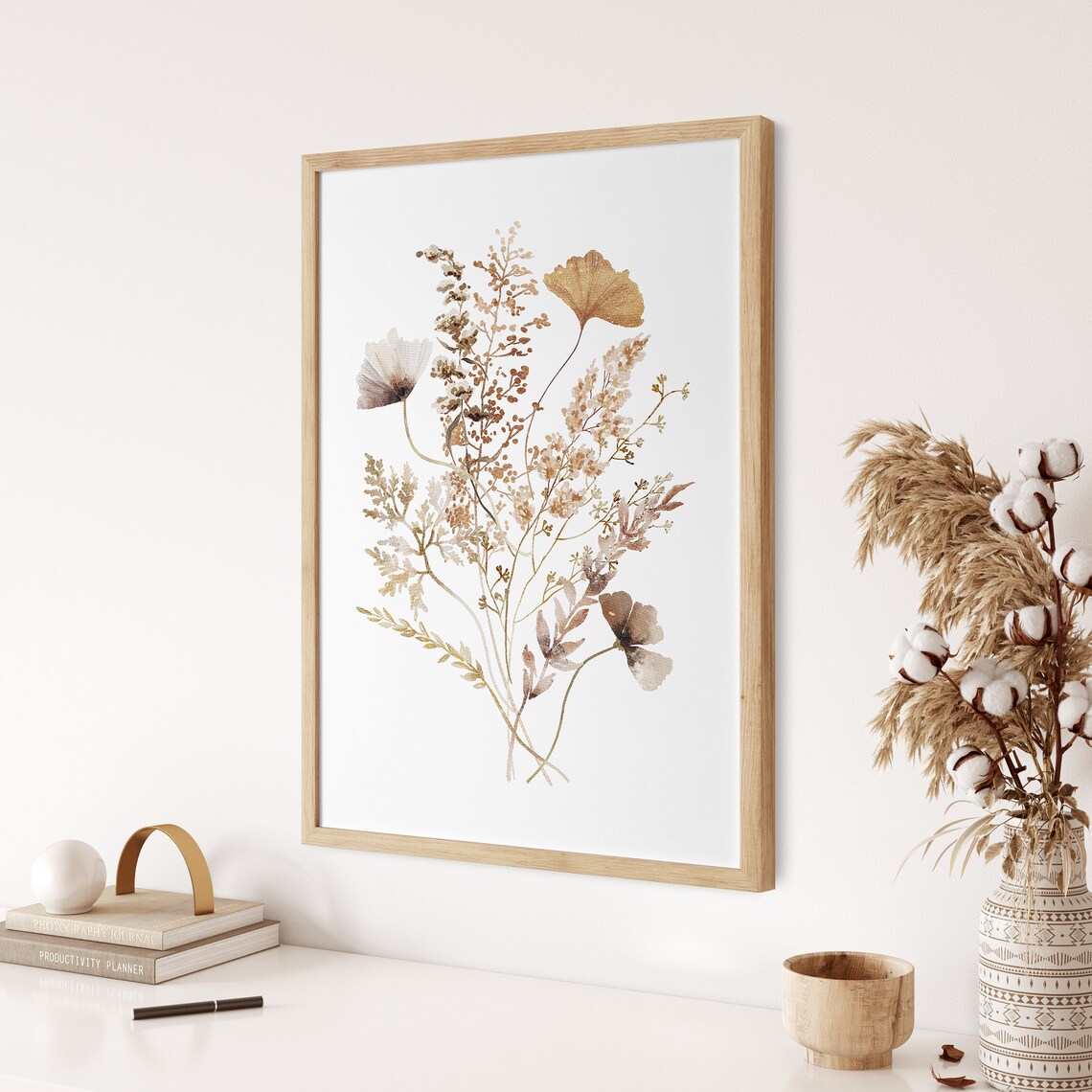 Wildflowers Bouquet Watercolor Boho Botanical Art Print - Image 3