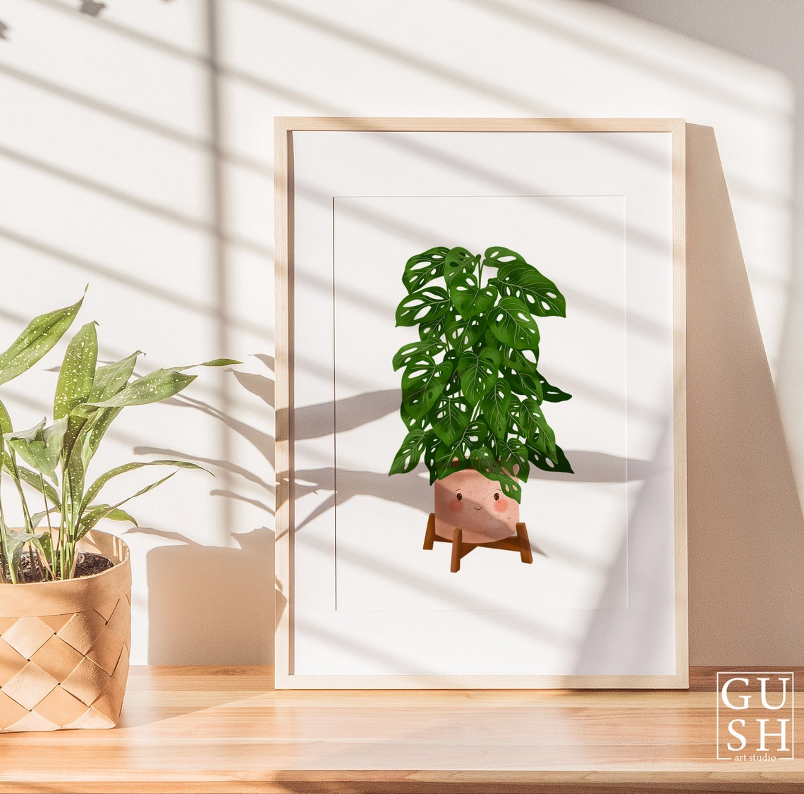 Cute Smiling Monstera Adansonii in a Pink Pot Botanical Poster - Image 3