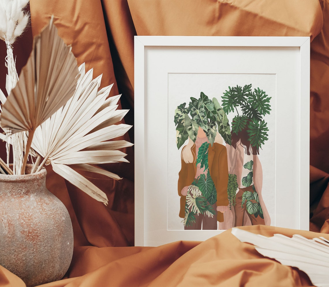 Plant Ladies With Tropical Leaves Botanical Illustration Poster - Image 2