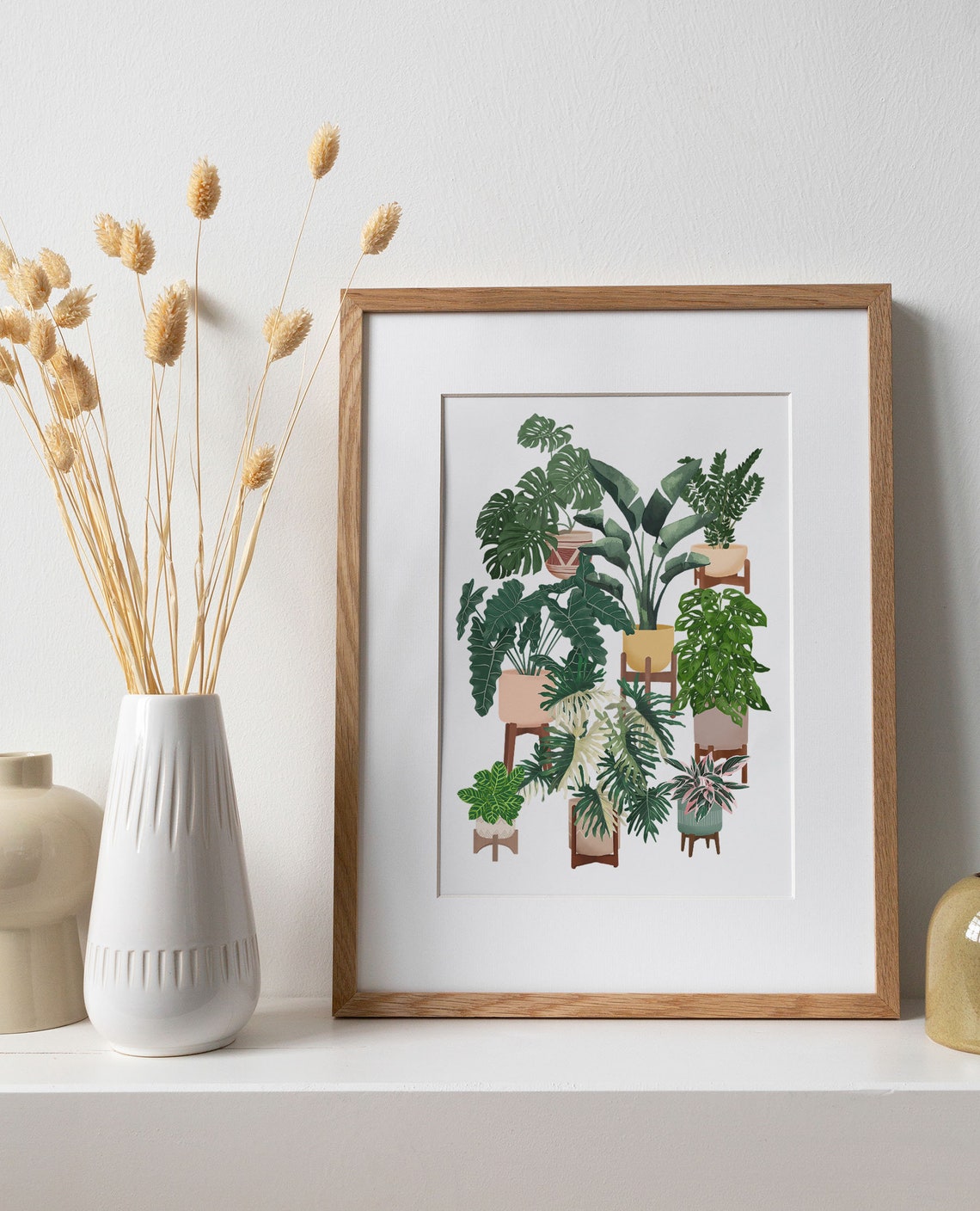 Tropical Monstera And Fern Houseplant Collection Botanical Art Print - Image 2