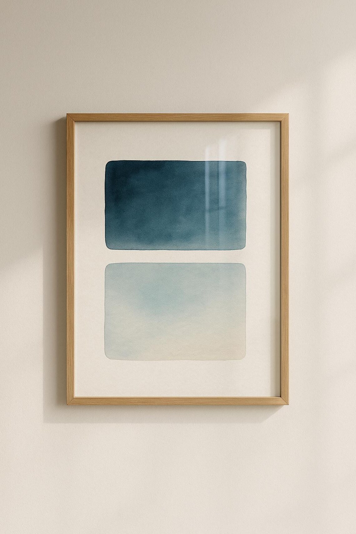 Blue Watercolor Duo Abstract Minimalist Ocean Tones Calm Poster